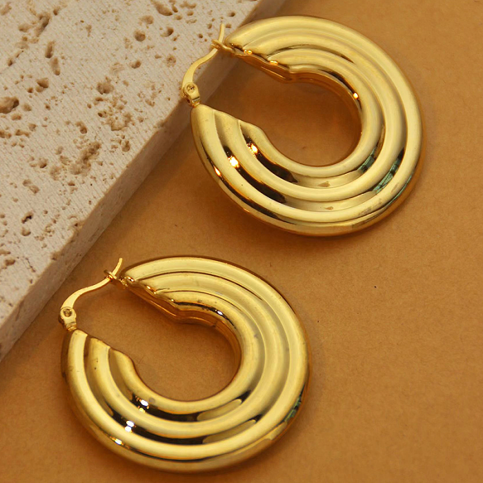 1 Pair Vintage Style Geometric Plating Stainless Steel  18K Gold Plated Earrings