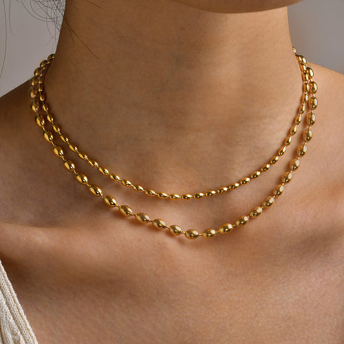 IG Style Schlichter Stil, einfarbige Halskette mit Edelstahlbeschichtung und 18-Karat-Vergoldung