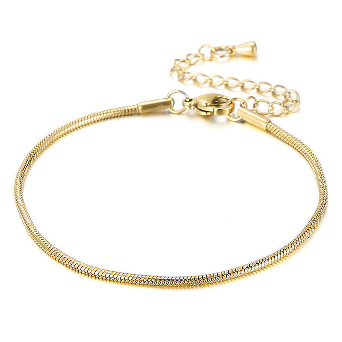 Stainless Steel Gold-plated Round Snake Bone Simple Bracelet