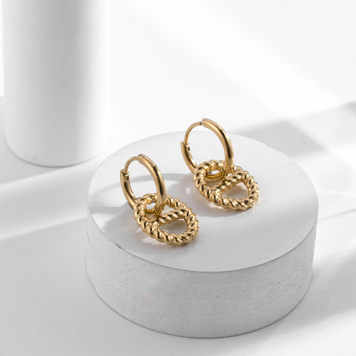 Boucles d'oreilles pendantes plaquées or 18 carats en acier inoxydable avec fleur d'étoile ronde de style moderne