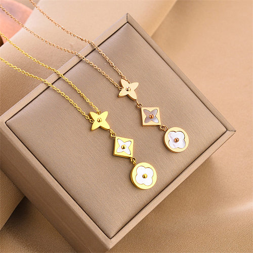 Fashion Geometric Stainless Steel Plating Shell Necklace