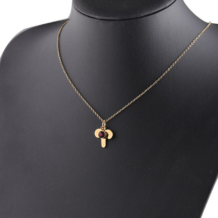 Gold Twelve Constellations Stainless Steel  Necklace Lucky Birthstones Necklace
