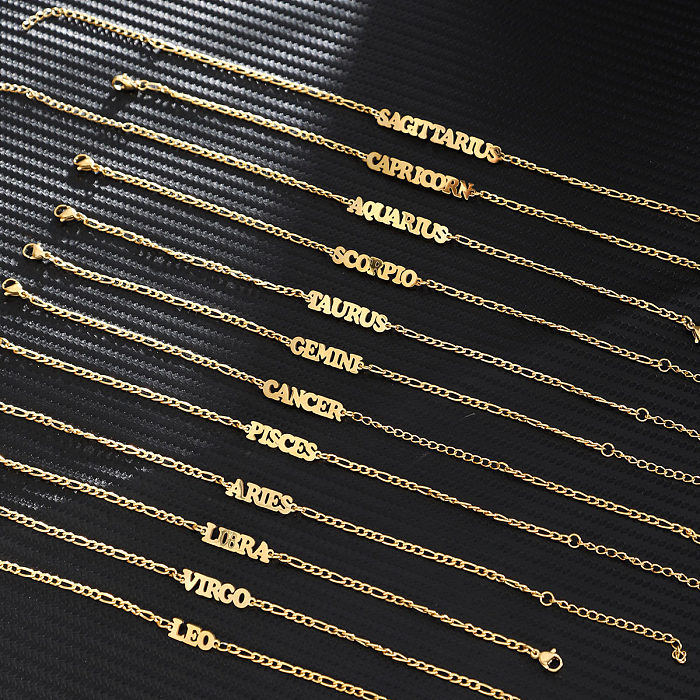 Bracelets plaqués or avec lettres Constellation, Style IG décontracté et Cool, vente en gros