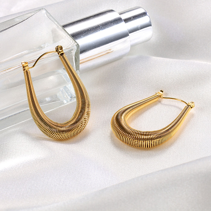 1 Pair Retro Simple Style U Shape Plating Stainless Steel  18K Gold Plated Earrings