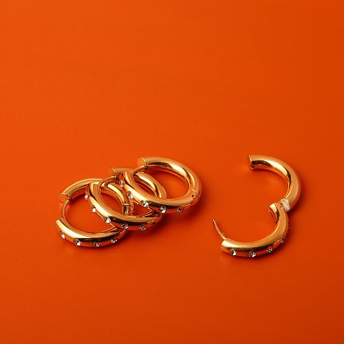 1 Pair Casual Simple Style Round Plating Stainless Steel 18K Gold Plated Earrings