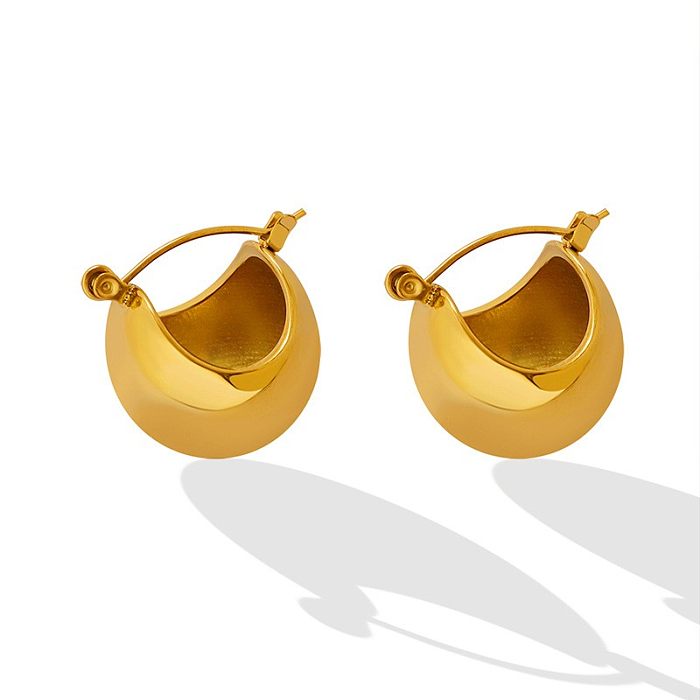 Boucles d'oreilles géométriques en acier inoxydable pour femmes, plaqué or 18 carats, en forme de U, bijoux