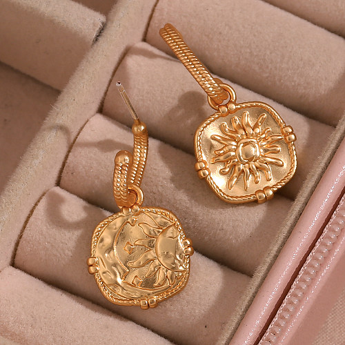 1 Pair Vintage Style Simple Style Classic Style Solid Color Plating Stainless Steel  18K Gold Plated Drop Earrings