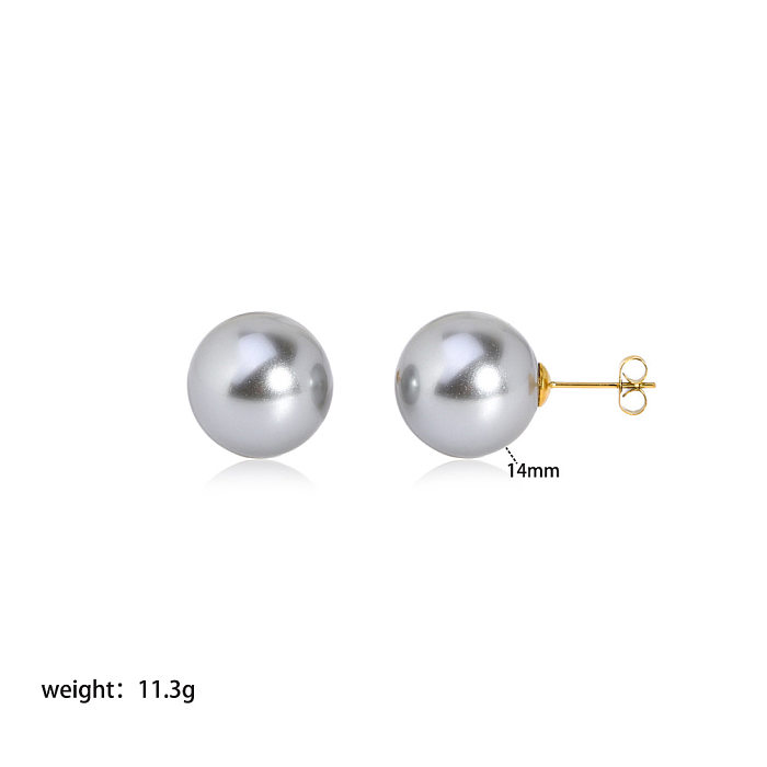 1 Pair Simple Style Ball Plating Stainless Steel  Ear Studs