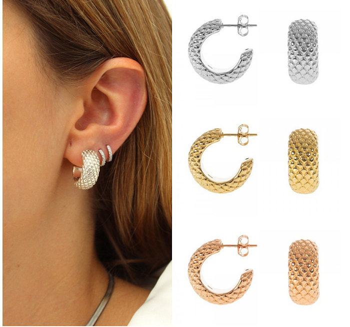 1 Pair IG Style Simple Style C Shape Plating Stainless Steel 18K Gold Plated Earrings