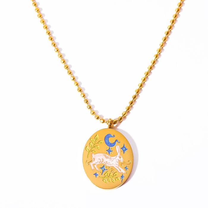 Casual Commute Rabbit Stainless Steel  Plating 18K Gold Plated Pendant Necklace