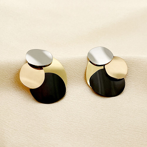 1 Pair Vacation Sweet Round Stainless Steel  Polishing Plating Gold Plated Ear Studs