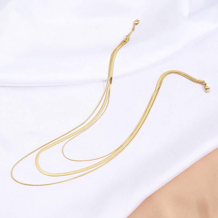 Fashion Simple Style Geometric Stainless Steel Plating Layered Necklaces