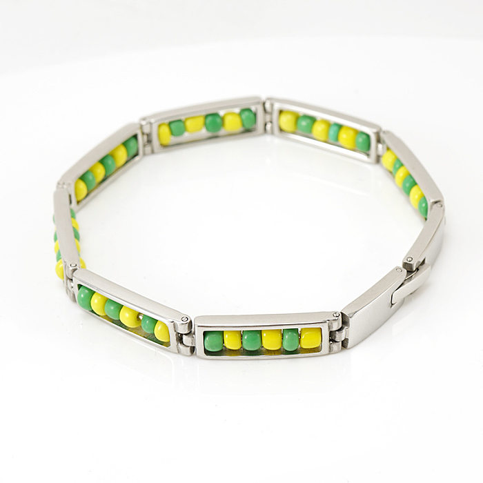 Bracelets en acier inoxydable géométriques de mode Perles plaquées or Bracelets en acier inoxydable