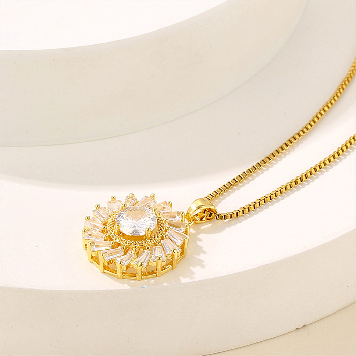 Süße runde Halskette mit Anhänger aus Edelstahl mit Inlay und künstlichem Diamant