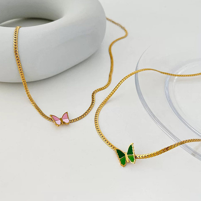 Süße Schmetterlings-Edelstahl-Halskette, 1 Stück