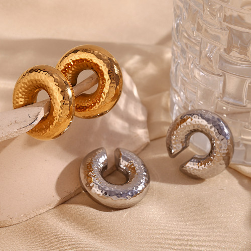 1 par de ear cuffs chapados en oro de 18 quilates de acero inoxidable con revestimiento geométrico de estilo clásico básico
