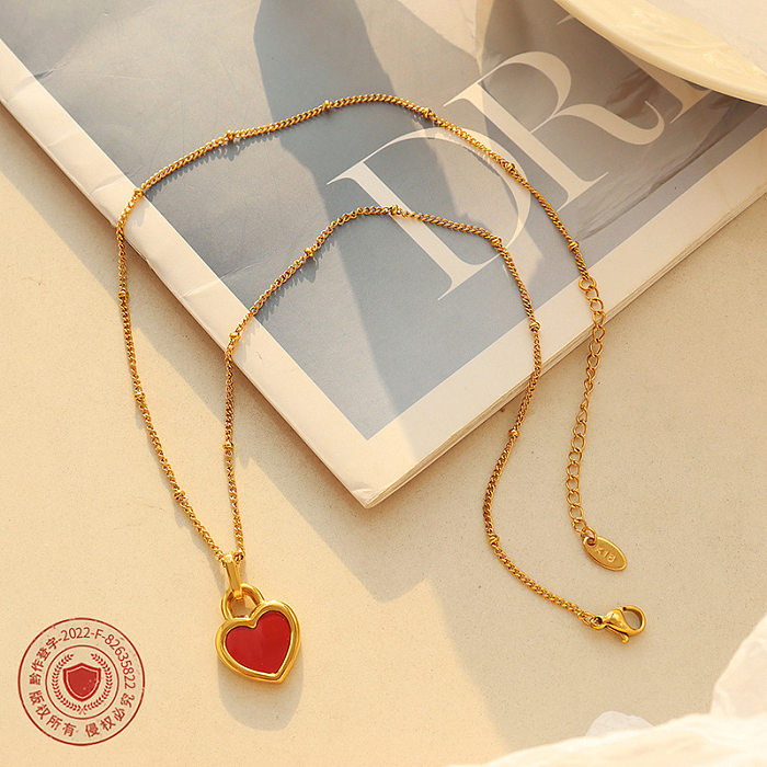 Fashion Simple Heart-shaped Double-sided Pendant Stainless Steel Necklace