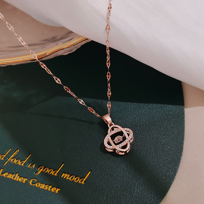 Collier pendentif en forme de cœur d'ours de Style Simple, couronne en acier inoxydable et cuivre avec incrustation de strass