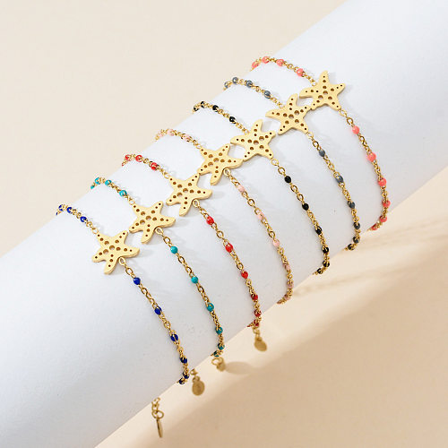 Bracelets ajourés en acier inoxydable et émail, Style Simple et décontracté, étoile de mer