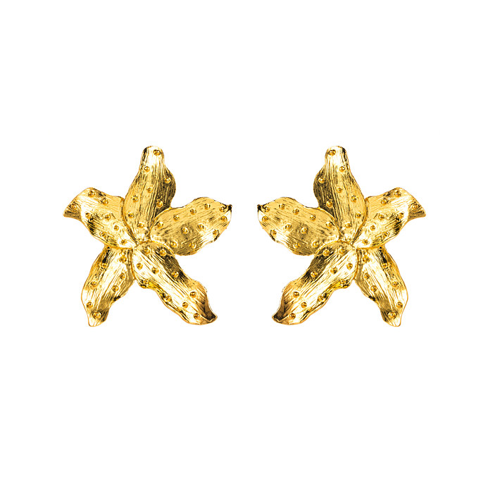 1 Paar Ohrstecker mit übertriebener künstlerischer Seesternbeschichtung aus Edelstahllegierung, vergoldet und versilbert