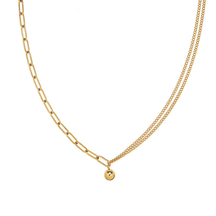 Simple Style Solid Color Stainless Steel Plating Chain 18K Gold Plated Pendant Necklace