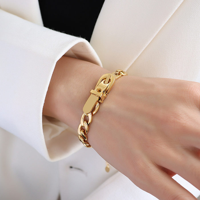Bracelet de montre exagéré de style européen et américain, bracelet à boucle, en acier titane, or 18 carats, filet rouge, ensemble d'accessoires, ornement, collier Hip Hop pour femme