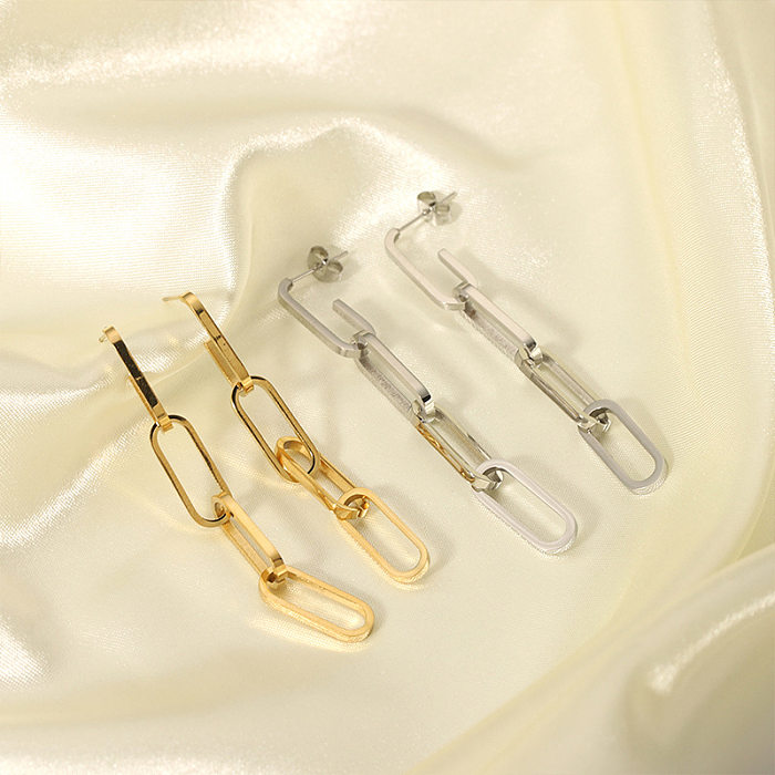 1 Pair Nordic Style Modern Style Solid Color Plating Stainless Steel  18K Gold Plated Drop Earrings