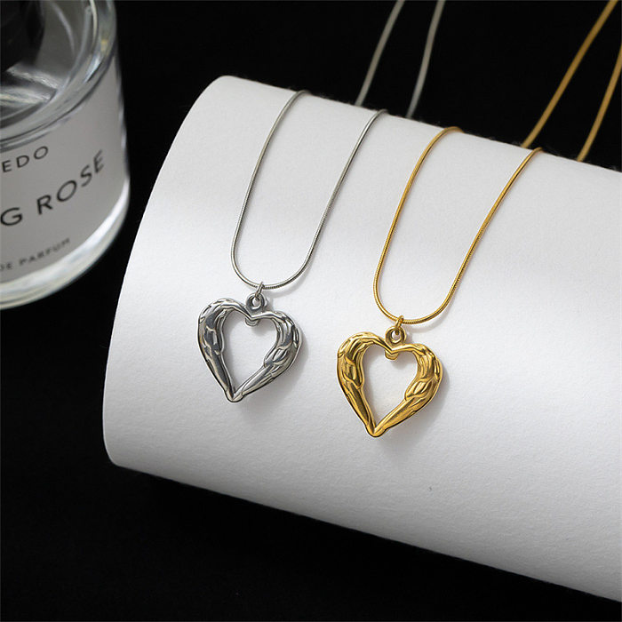 Lady Simple Style Commute Heart Shape Stainless Steel Plating Pendant Necklace
