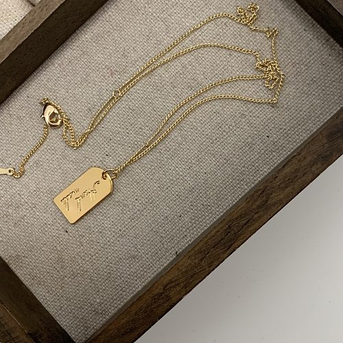 Retro Geometric Stainless Steel Plating 24K Gold Plated Necklace