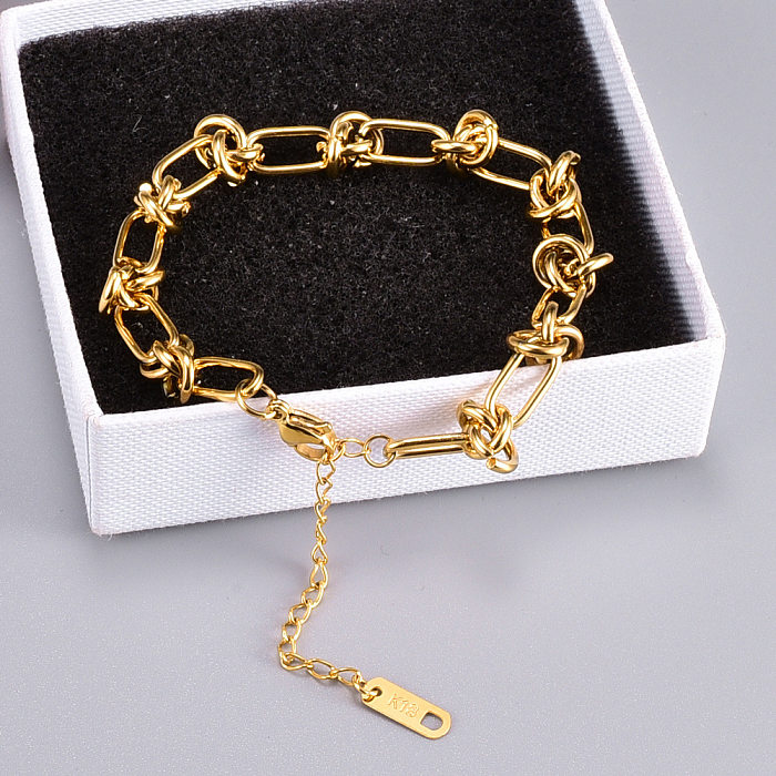 Bracelet en acier titane à chaîne épaisse géométrique à la mode, vente en gros