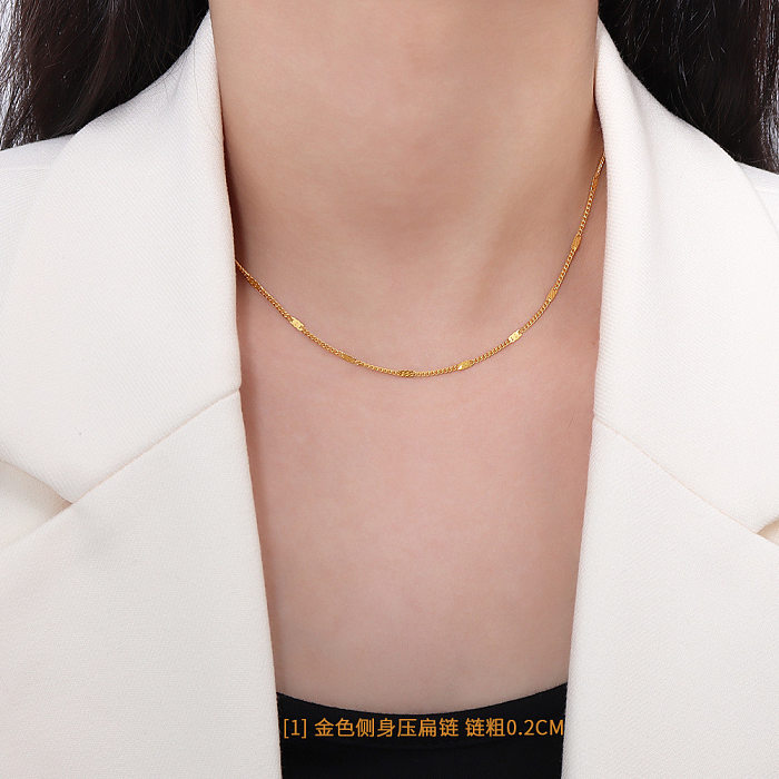Collar de cadena desnuda de joyería de oro de 18 quilates chapado en acero inoxidable simple