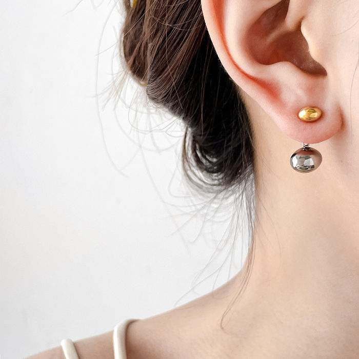 1 par de brincos de orelha de zircônia de aço inoxidável com incrustações de cor sólida estilo simples