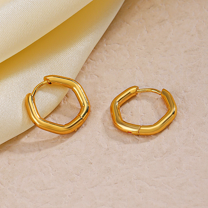 1 Pair Simple Style Hexagon Plating Stainless Steel  18K Gold Plated Earrings
