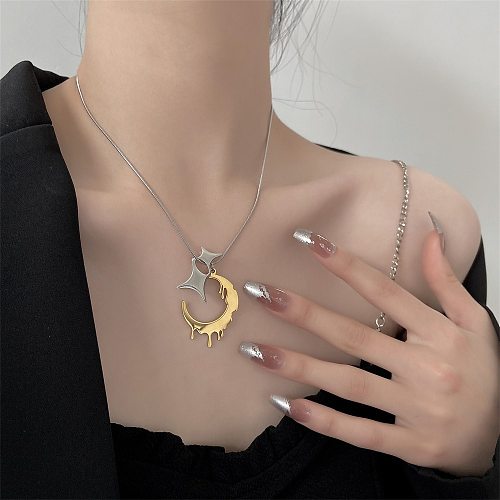 Fashion Stainless Steel  Irregular Moon Necklace Daily Unset