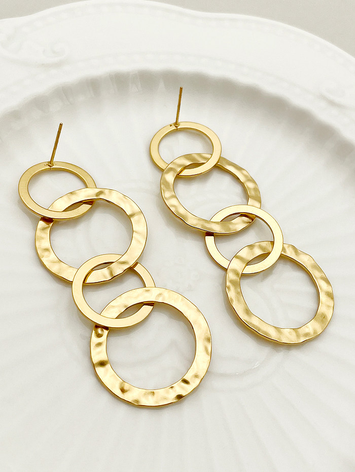 1 Pair Simple Style Streetwear Round Polishing Plating Stainless Steel  Gold Plated Drop Earrings