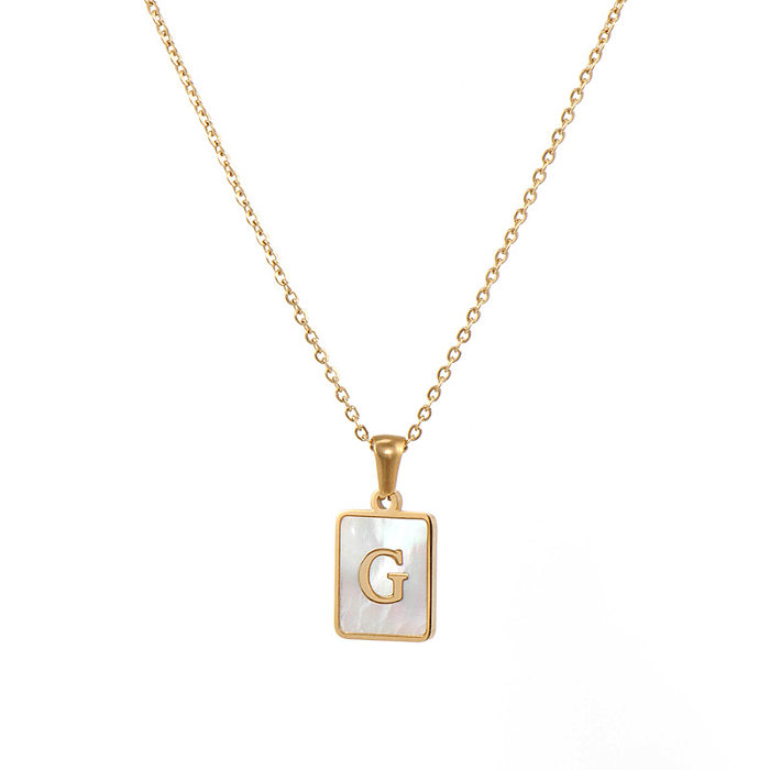 Collier pendentif plaqué or 18 carats avec incrustation de placage en acier inoxydable carré de lettre de style vintage