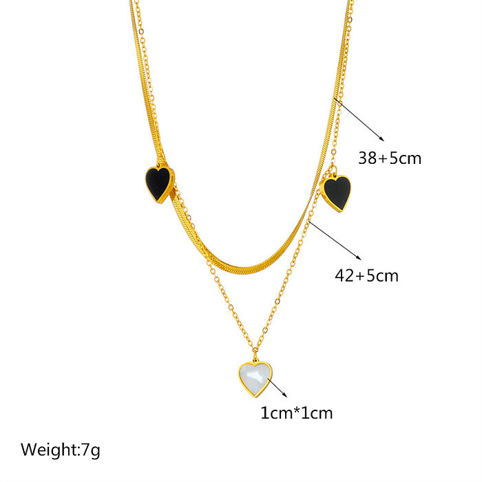 Fashion Heart Shape Stainless Steel Plating Layered Necklaces 1 Piece
