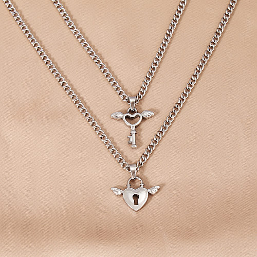 Streetwear Heart Shape Stainless Steel  Pendant Necklace
