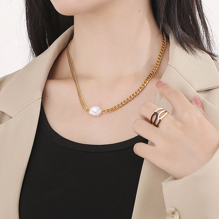 Simple Style Solid Color Stainless Steel  Stainless Steel Plating Gold Plated Necklace