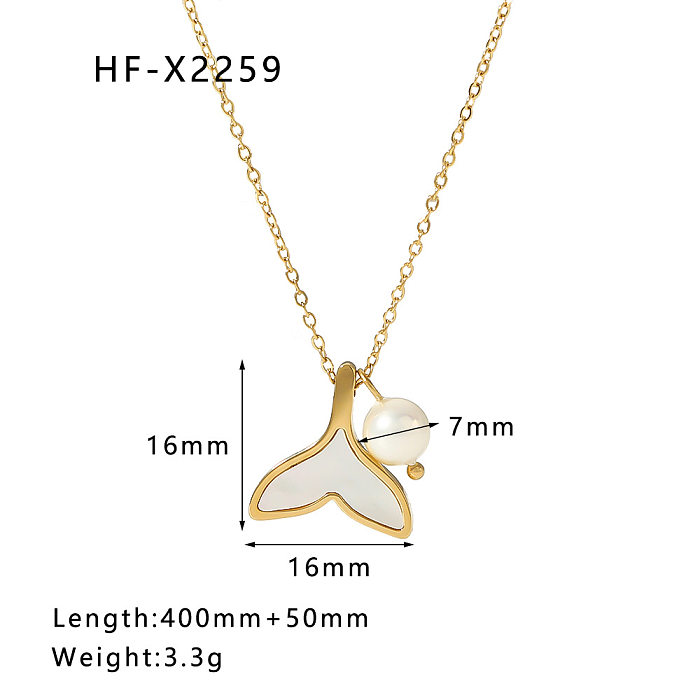 Cross-Border European And American Ins Style Moon Sun Pearl Shell Pendant Necklace Double Zircon Stainless Steel  Clavicle Chain Female