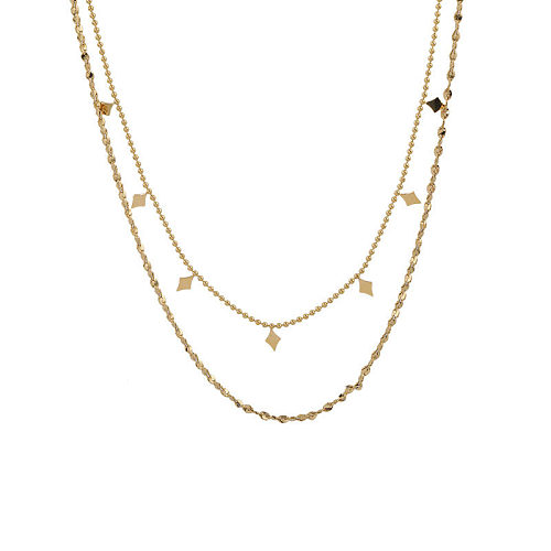 Fashion Rhombus Stainless Steel Plating Layered Necklaces