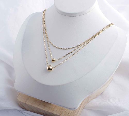 Elegant Classic Style Round Stainless Steel  Plating Gold Plated Necklace