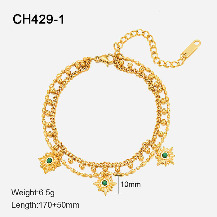 Lässige geometrische Edelstahl-Armbänder mit vergoldeten künstlichen Edelsteinen, 1 Stück