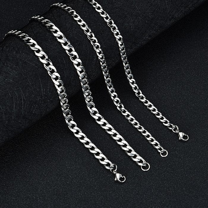 Simple Stainless Steel  Grinding Chain Hiphop Thick Necklace