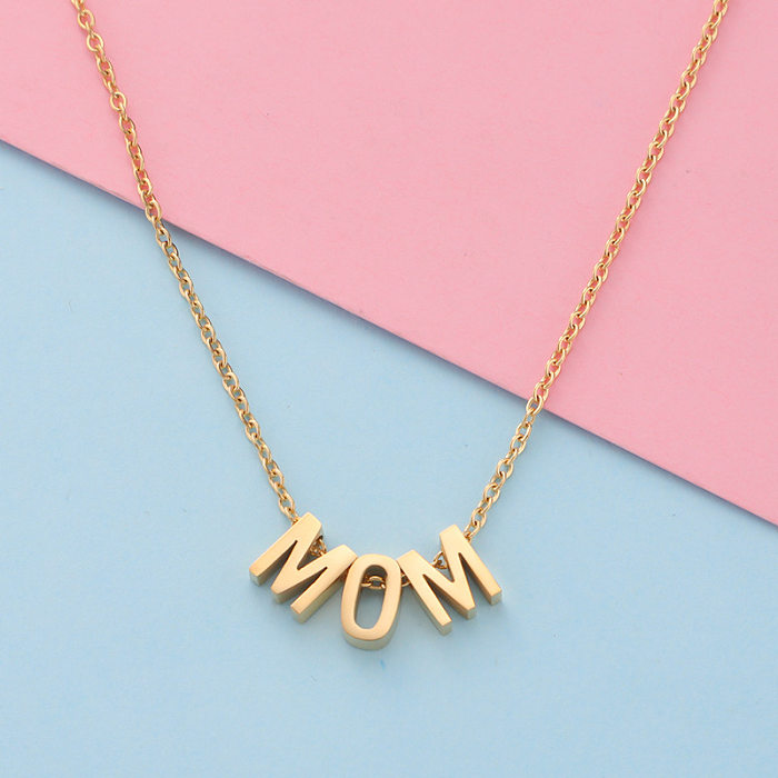 Modische Halskette mit Anhänger „Mom“ mit Edelstahlbeschichtung, 1 Stück