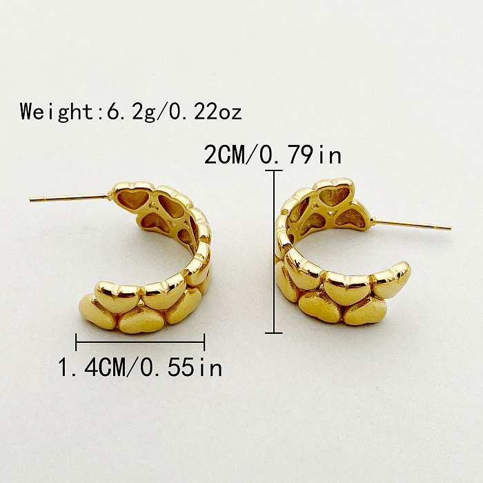 1 Pair Glam Lady Heart Shape Plating Stainless Steel  Gold Plated Ear Studs