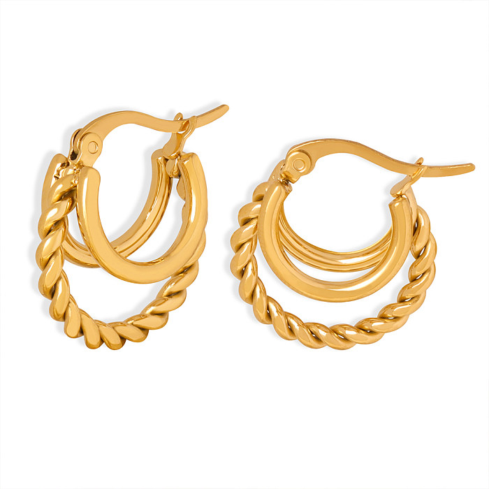 1 Pair Streetwear Geometric Plating Stainless Steel 18K Gold Plated Earrings