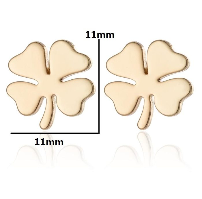 1 Pair Fashion Four Leaf Clover Stainless Steel Plating Ear Studs