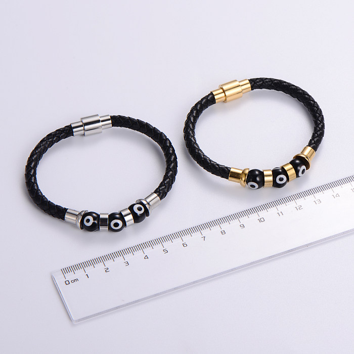 Pulseras plateadas en oro de 24 quilates con cuentas de acero inoxidable de Streetwear Eye