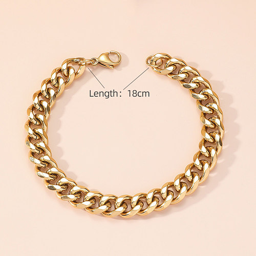 Casual Classic Style Solid Color Titanium Steel Polishing Plating 18K Gold Plated Bracelets